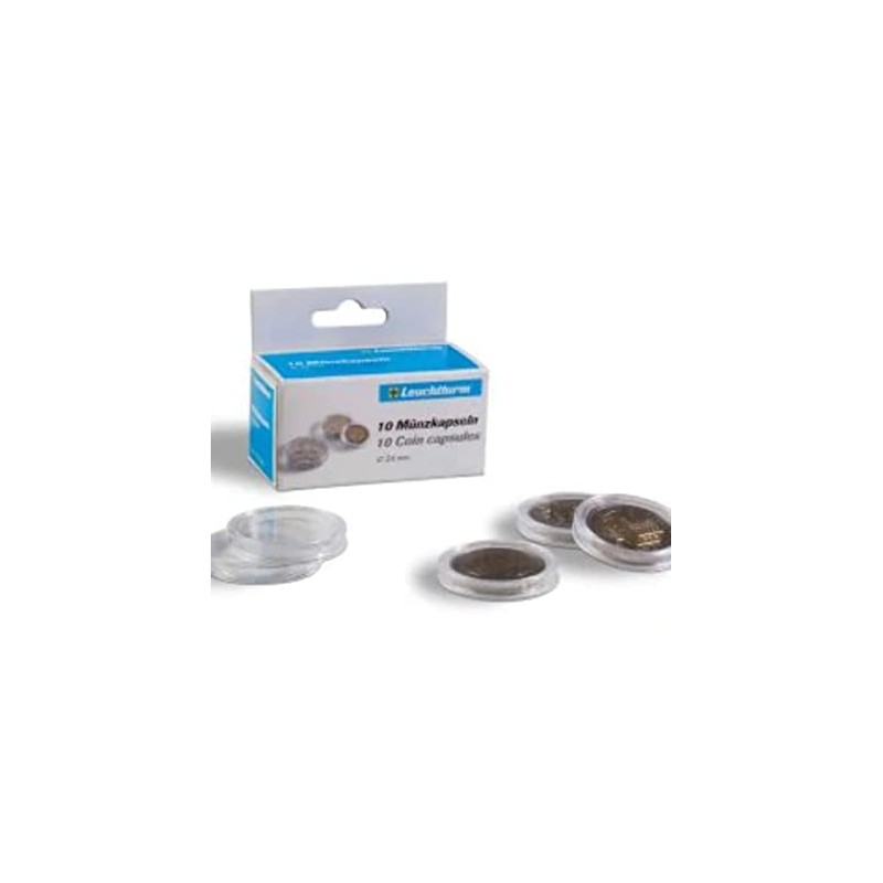 Leuchtturm Pack of 10 Gold Silver Euro Coin Capsules 14mm