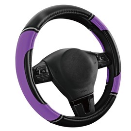 Road Comforts Leather Steering Wheel Cover - Made with PVC Leather - Anti-Slip, Universal Fit 14 1/2 inches to 15 inches - Purple