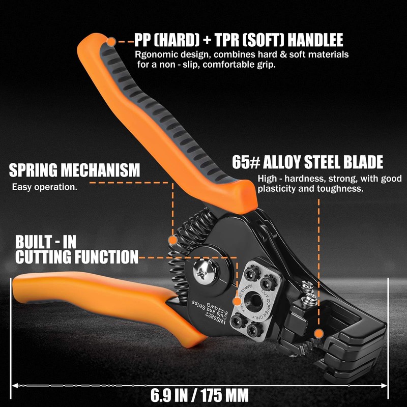 Lasnten Heavy Duty Wire Stripper Wire Cutter, Electrician Self Adjusting