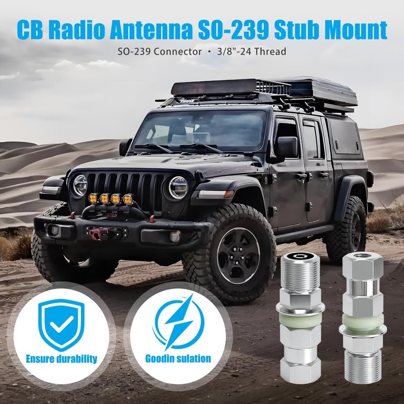 1 Pack Heavy Duty SO-239 Stub Mount Connector, CB Antenna