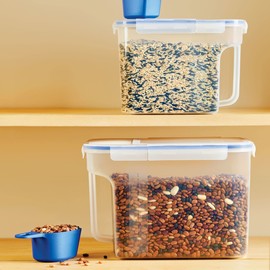 LocknLock Easy Essentials Food Storage Container and Scoop Set/Food Storage Bin Set, BPA-free/Dishwasher Safe, 4 Piece - Clear