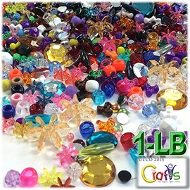 The Crafts Outlet 1-LB Run-of-The-House Surprise Mix Lots Beads and Rhinestones, Mixed Size, Shapes, Colors