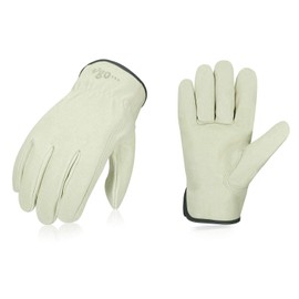 Vgo... 1-Pair Ulined Safety Pigskin Leather Work Gloves Men, Rigger Gloves, Builder Gloves (Size S, Light Cyan, PA9501)