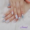 ❣️ Blue Sapphire Shimmer Handmade Nail Tips ✨ - Long