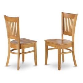 East West Furniture VAC-OAK-W Vancouver Kitchen Dining Chairs - Slat Back Wooden Seat Chairs, Set of 2, Oak