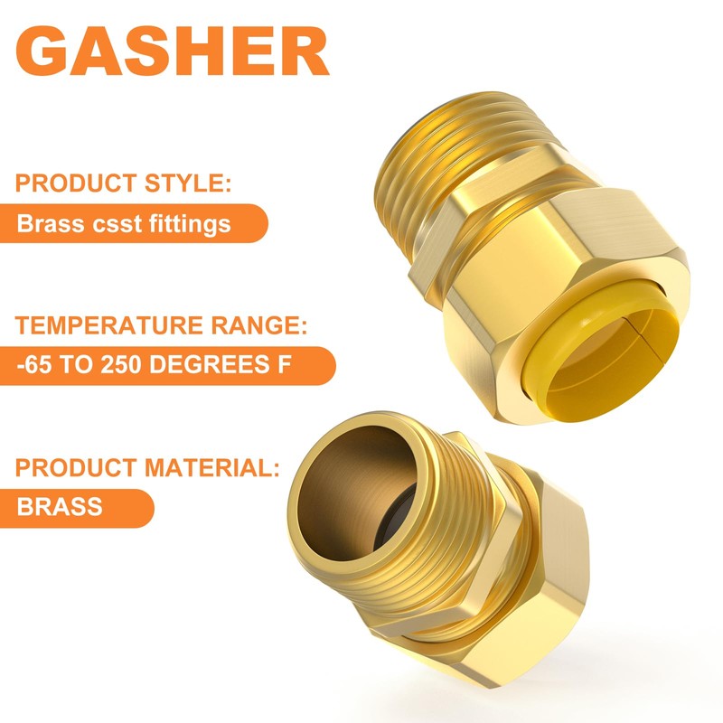 GASHER 1/2" Propane Fittings, Brass Natural Gas Quick Connect Adapter