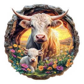 Individz Wooden Puzzle for Adults Children, Unique Animal-shaped Cattle Family Wooden Puzzle, Creative Birthday Gift for Adults (L-34 x 34 cm, 295 Pieces)