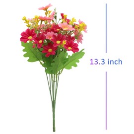 OWLKELA OWLKELA Artificial Silk Daisy Flowers, 6 Bundles of 6 Colors Fake Flowers for Outdoor and Indoor, Decorative Artificial Flowers in Vase, Faux Plastic UV Resistant Flowers for Graves and Garden