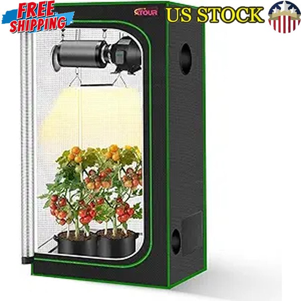 Indoor Hydroponic Grow Tent 24x24x48 W/ New Reflective Mylar Observation