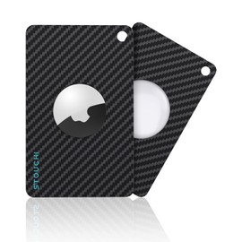 Stouchi 2Pack Airtag-Kartenhalter für Geldbörsen 0,6mm Ultradünne Air-Tag-Geldbörsenkarte 4g Superleicht Kreditkartengröße, Karbonfaser, Schmaler Geldbörsenhalter Kompatibel mit AirTags für Geldbörse