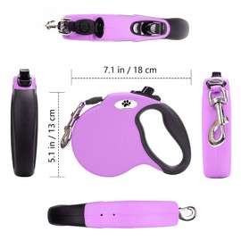 CROWN PAWS 16 ft Retractable Dog Leash for Large Dogs up to 110 lbs,Tangle-Free Nylon Tape,Pink L