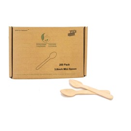 Mini Ice Cream Wooden Spoons 200 Counts, 3.8" Disposable Wooden Spoons Yogurt Dessert Tasting Sampling Spoons, Small Wooden Spoons, 100% Biodegradable, Compostable and Eco Friendly