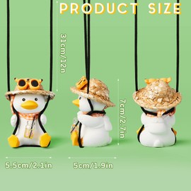 Frienda Cool Swinging Duck Car Hanging Ornament Cute Car Decor Pendant Swing Flying Duck with Sunglasses and Hat Rear View Mirror Interior Hanging Accessories Gift for Men Women(Fresh Style)