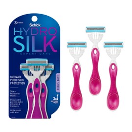Schick Hydro Silk Schick Hydro Silk Ultimate Pubic Skin Protection, Disposable Razors for Women Sensitive Skin | Pubic Hair Razor for Women, Sensitive Skin Razor Bikini Shaver, Women's Razors Bikini Line Razor, 3ct