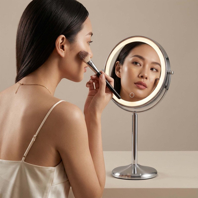 Fancii 9-Inch Lighted Makeup Mirror Height Adjustable with 10X /1X