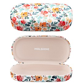 molshine Sunglasses Case Hard Shell Leather Classic Large Glasses Case for Men and Women Sunglasses, White flower