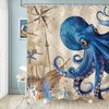 Dazzlewall Octopus Shower Curtain Retro Nautical Blue Bathroom Curtain Sea