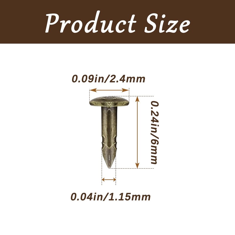 BokWin 200 Pcs Tiny Brad Nails Bronze String Art Nails