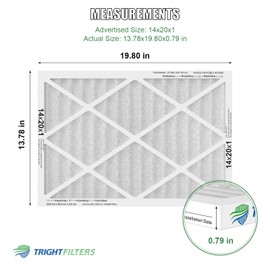 TRIGHTFILTERS 14x20x1 Air Filter 4 Pack, MERV 8 Pleated Dust Defense Air Filters Replacement Air Conditioner HVAC AC Furnace Filter, Durable and Lightweight
