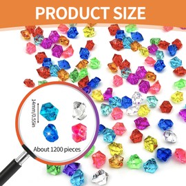 Pack of 1200 Diamond Decorations, Acrylic Gemstones for Children, Colourful, Small Glitter Stones, Decorative Crystal Stones, Diamonds Scatter Decoration, Diamonds for Vase Decoration, Party Decoration