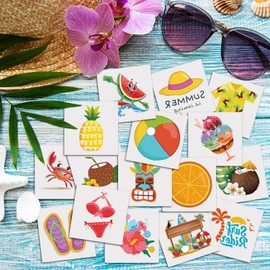 JCFIRE Summer Pool Beach Party Favors Kids Tattoos, 102 Styles Larger Tropical Hawaiian Luau Themed Temporary Tattoos for Kids Teens Adult, Waterproof Tattoos Stickers Summer Party Supplies Decoration