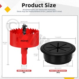 Hilitchi 6Pcs Desk Cable Grommet 2.36 Inch (60mm) Desk Cable Hole Covers Desk Cord Hole Cover Flexible Desk Grommet Black Flexible Wire Cable Hole Cover with Hole Saw for Desk Holes Wire Management