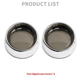 HDBUBALUS 2x Somke Bullet Turn Signal Light Lens Chrome ABS Cover For Harley Touring Dyna