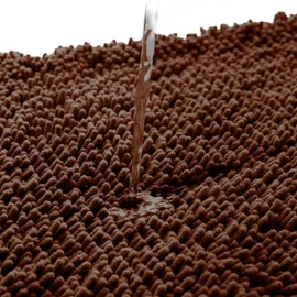 Moonlight Bedding Bath Mat Non Slip Anti Mould - Chenille Shower Mat Brown 40 x 60 cm Super Absorbent Bathroom Mat Machine Washable Extra Soft Fluffy Bathmat