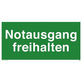 Fluchtweg Emergency Exit Sign Sticker "Notausgang freihalten" ISO 7010 | 297 x 148 mm Made by MBS-SIGNS in Germany