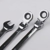 Vokenforu 15mm Flex-Head Ratchet Spanner, Metric Wrench, Chrome Vanadium Steel,