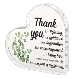 Thank You Gifts for Women Men,Special Friend Gifts Heart-Shaped Acrylic Desk Decor with Appreciation,Transparent Acrylic Plaque Keepsake,for Birthday,Christmas,Graduation,Mentor,Family,Teacher,Friend