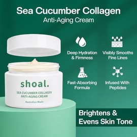 Shoal Sea Cucumber Collagen Face Cream with Peptides & Hyaluronic Acid, Anti-Aging Cream for Face, Collagen Moisturizer for Fine Lines Wrinkles & Smooth Radiant, Hydrating Australian Skin Care, 50ml