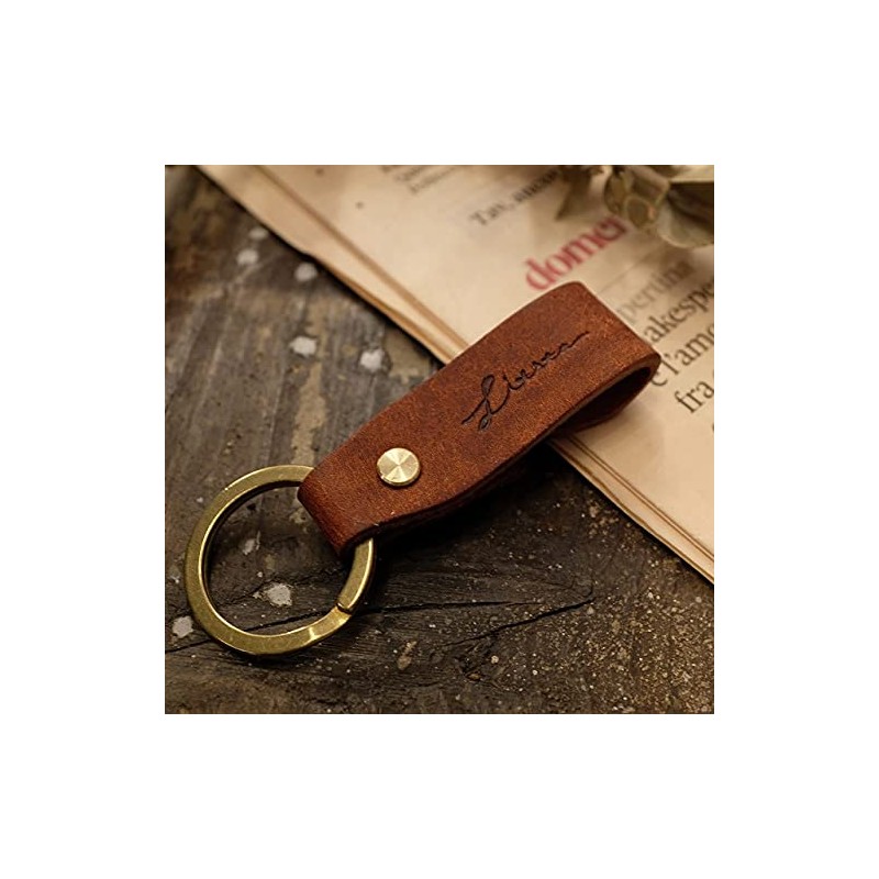 LITSTA Pueblo Keychain, Italian Leather, Key Chain, Brick red