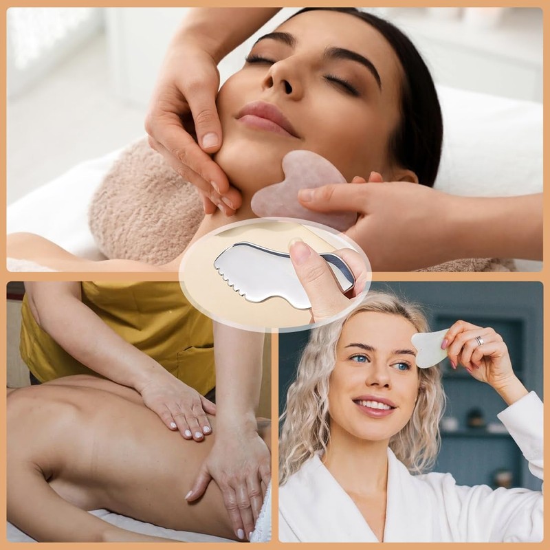 COYUN Gua Sha Edelstahl, Gua Sha Stein Gesichtswerkzeug, Guasha Scraping