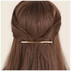 Allereyae Simple Hair Clips Curved Clip Barrette Gold Metal Hair Barrettes Long Bar Hairclips Barrette Decorative Metal Hair Accessories Jewelry for Women(Gold1)