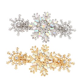 Baluue 2pcs Zinc Alloy Snowflake Hairpin Rhinestone Hair Clips for Girls Boys Parties