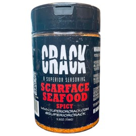 Superior Crack Scarface Seafood Spicy Seasoning, Vegetarian, for Cooking Seafood, Chicken, Turkey Dishes, American Cuisine, Make Broccoli Taste Great Again, 6 oz Shaker