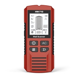 Stud Finder Wall Scanner 5-in-1 Upgraded Chip FOGZUVR -Wall Detector Detect Wood/Metal/AC Wire/Pipe, Wire finder LCD Display & Audio Alarm for Edge/Center Precision, Red Inferno(Without 9V Batteries)