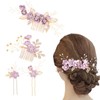 Anfiodas Hair Ornament, Hair Accessories, 4-Piece Set, Kimono, Pearl, Kimono,