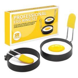 Pancake Mould Egg Mould, Pack of 2 Egg Ring Egg Ring Fried Egg Mould for the Pan Fried Egg Mould with Folding Handles for Omelette Fried Eggs, Sandwiches, Meatloaf Diameter of Approx. 7.5 cm (3 Inches)