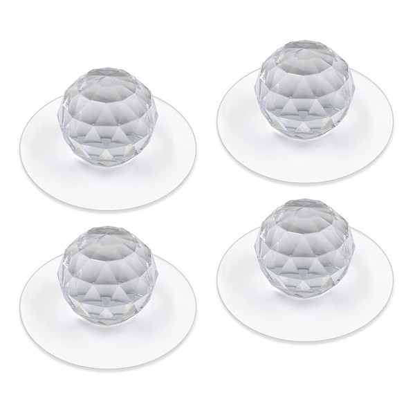 LELE LIFE 4 Pcs Transparent Crystal Knobs, No Drilling Self-Adhesive