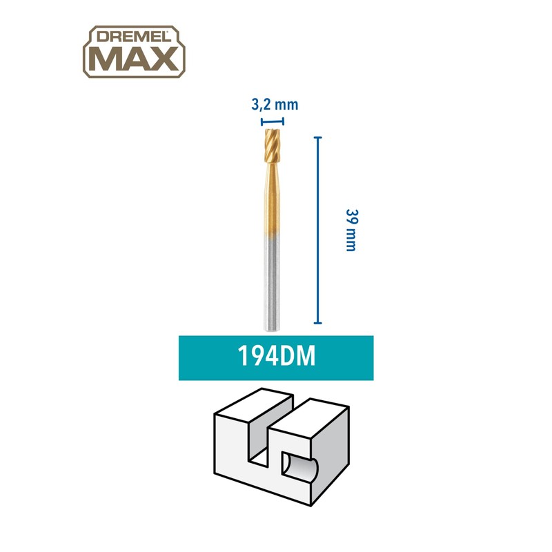 Dremel MAX High Performance Carving Bit (194DM) 2 Titanium Coated