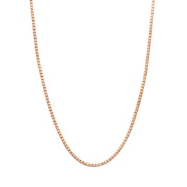 DIFINES 14k Real Rose Gold Solid 0.65mm Box Link Chain Necklace with Lobster Claw Clasp, Ideal GIfts for Women or Men - 18"