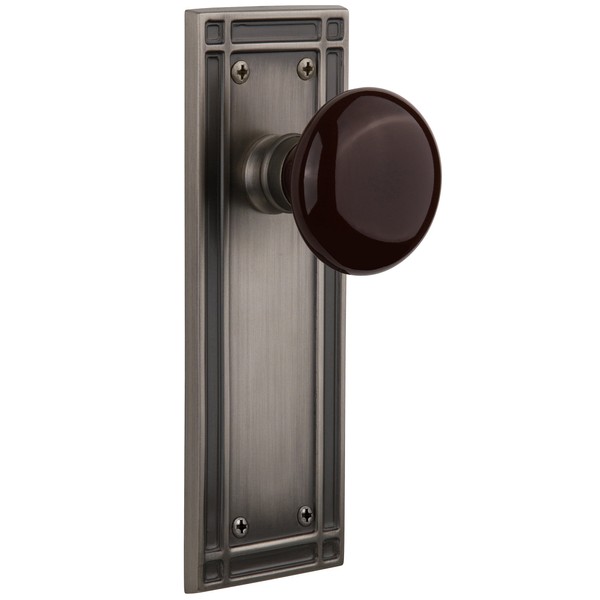 Nostalgic Warehouse Mission Plate with Brown Porcelain Knob, Single Dummy,