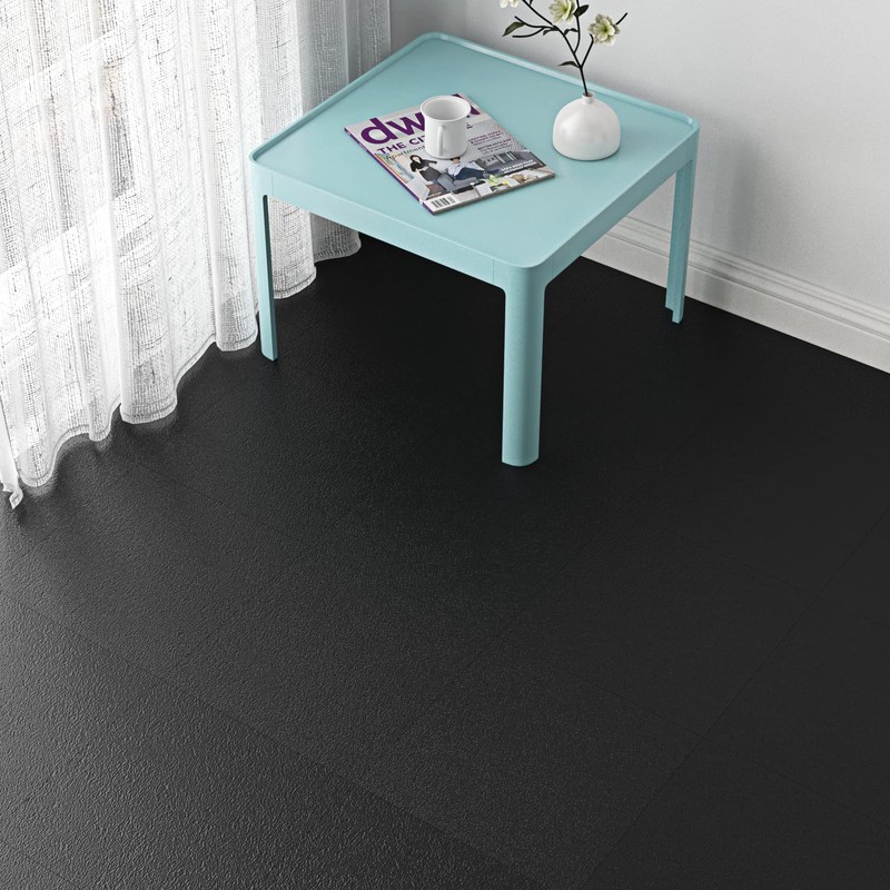 FunStick Black Peel and Stick Floor Tile Waterproof 12x12 in
