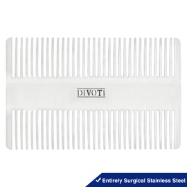 Divoti Surgical Stainless Steel Credit Card Size Wallet Comb Perfect for Wallet & Pocket – Compact & Durable Hair & Beard Comb – EDC Comb - Botany