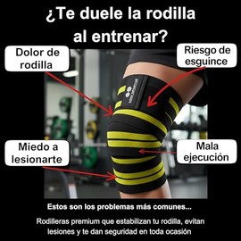 KIT de Rodilleras + Muñequeras de compresión elásticas para entrenamiento, gym, fitness y levantamiento de pesas|Bandas deportivas unisex|Vendas y cor