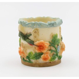 Cosmos Gifts Fine Poly Resin Hummingbird with Trumpet Vine Honeysuckle Flowers Tea Light Candle Holder Cup, 3"