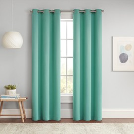 Eclipse Darrell Modern Blackout Thermal Grommet Window Curtains for Bedroom or Living Room (Single Panel), 37 in x 84 in, Mint