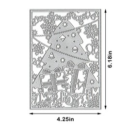 ALIBBON Merry Christmas Die Cuts for Card Making and Scrapbooking, Christmas Tree Frame Cutting Dies Metal Template Molds, Gifts Snowflake Die Cuts for DIY Photo Album Paper Embossing Card Decoration